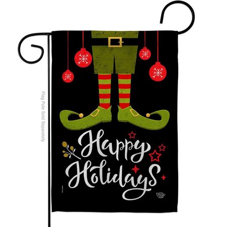ORNAMENT COLLECTION Ornament Collection G192307-BO 13 x 18.5 in. Elf Happy Holidays Garden Flag with Winter Christmas Double-Sided Decorative Vertical Flags House Decoration Banner Yard Gift G192307-BO